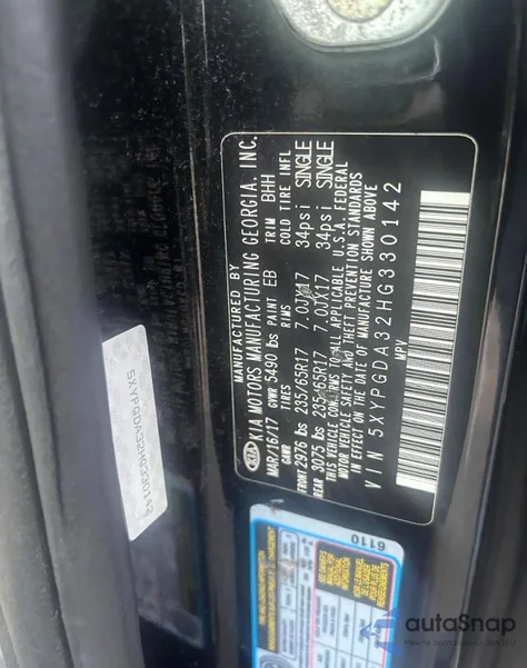 2017 Kia Sorento Lx z USA, uszkodzony, nr VIN 5XYPGDA32HG330142